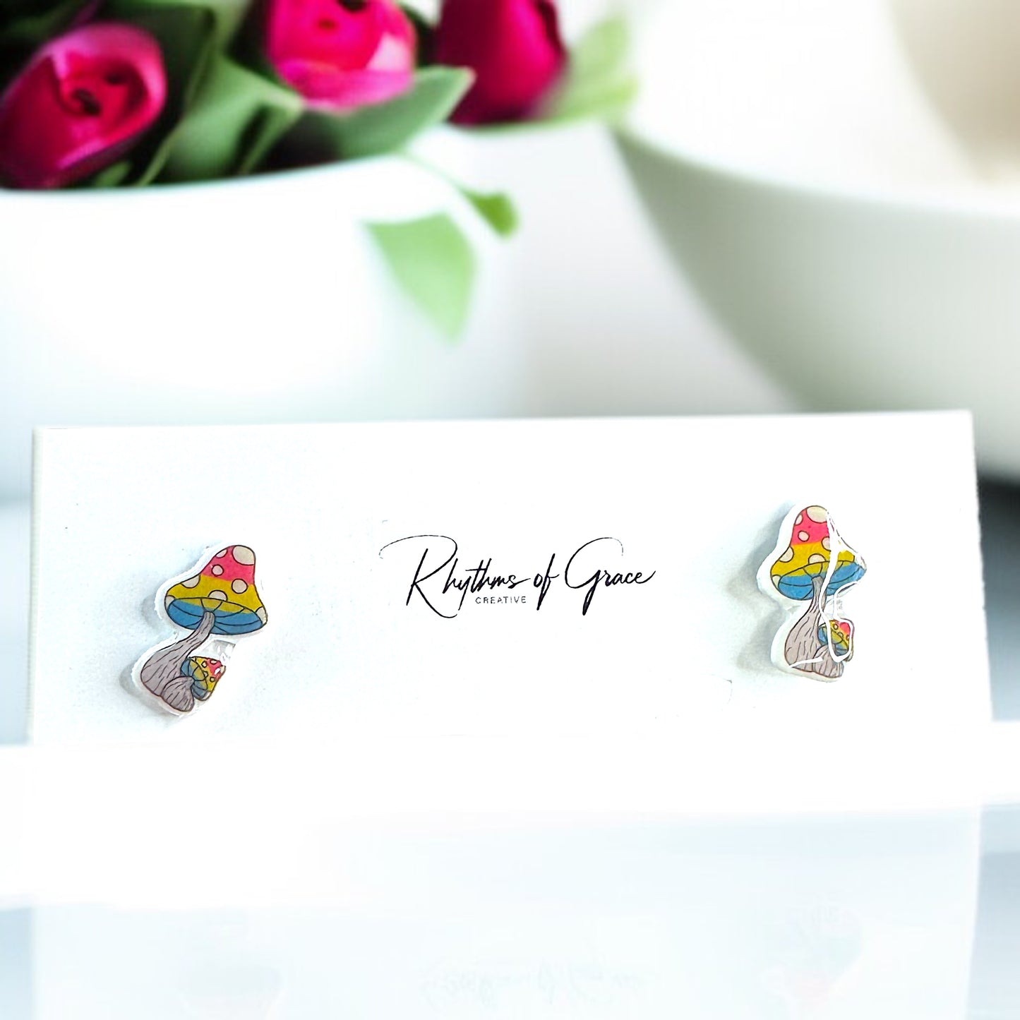 Enchanting Mushroom Stud Earrings: Two Whimsical Styles for a Magical Touch
