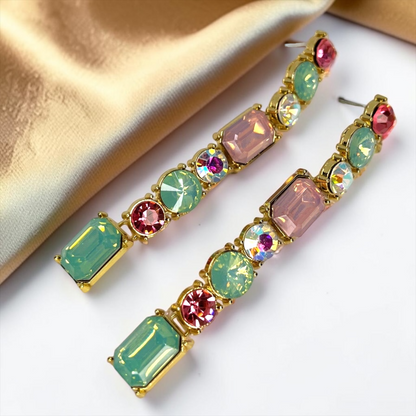 Pastel Dreams: Dazzling Rhinestone Dangle Earrings for Every Occasion!