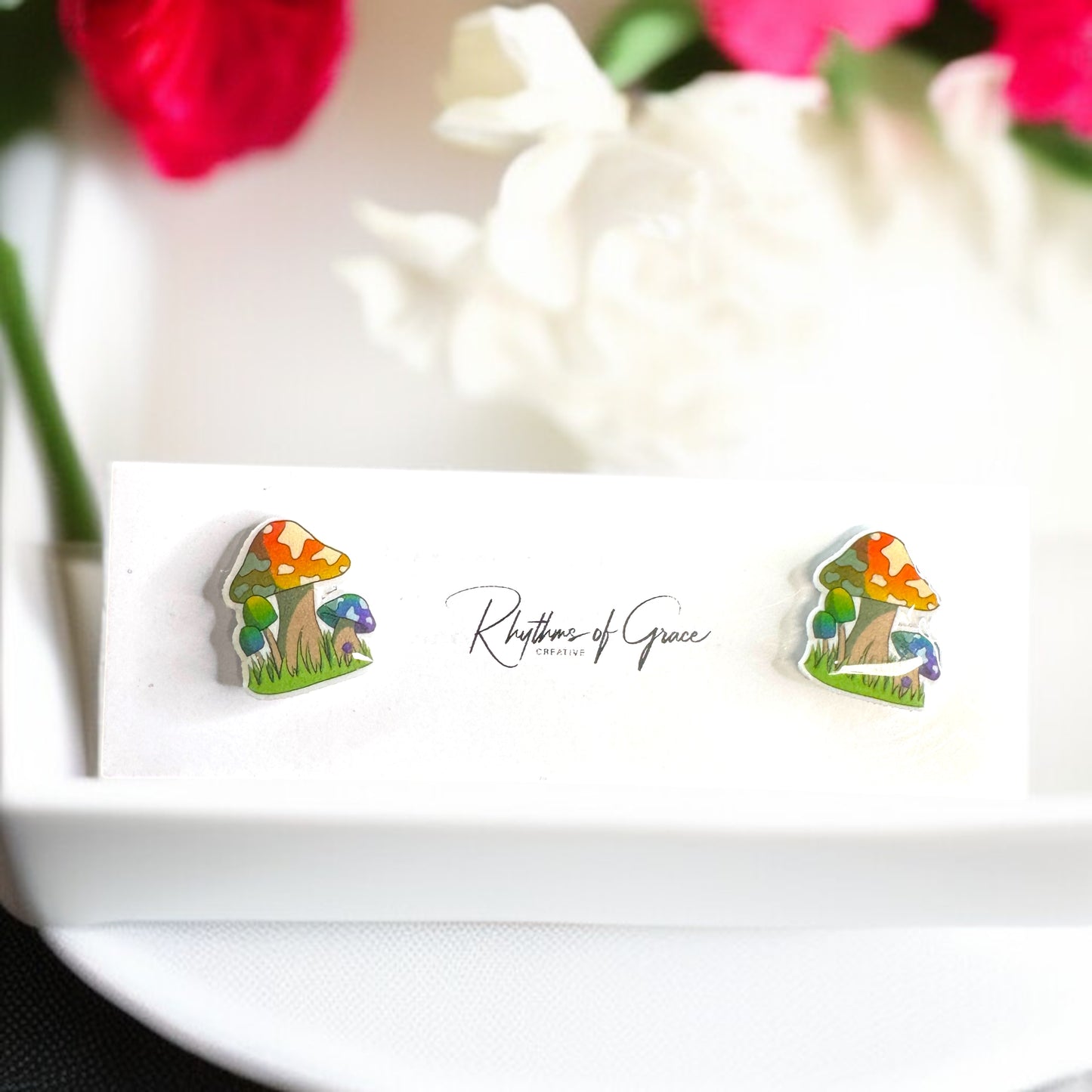 Enchanting Mushroom Stud Earrings: Two Whimsical Styles for a Magical Touch