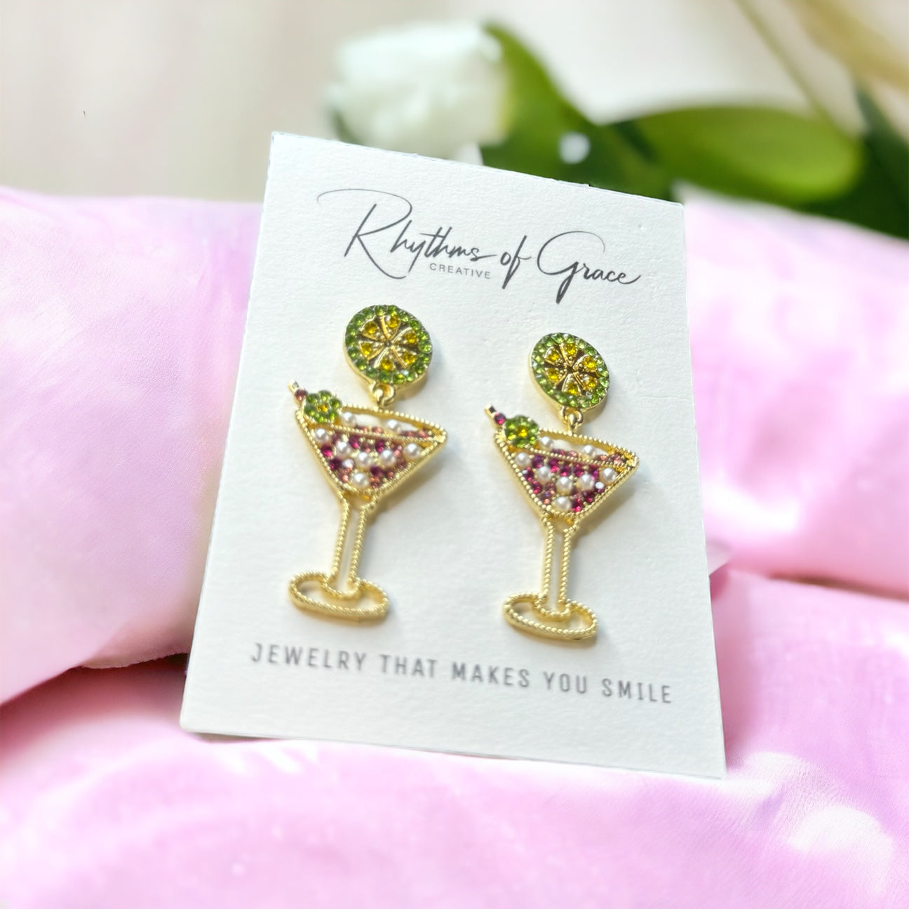 Martini Earrings - Martini Jewelry, Champagne Bottle, Wine Earrings, Shaken Not Stirred, Martini Glass, Wine Accessories
