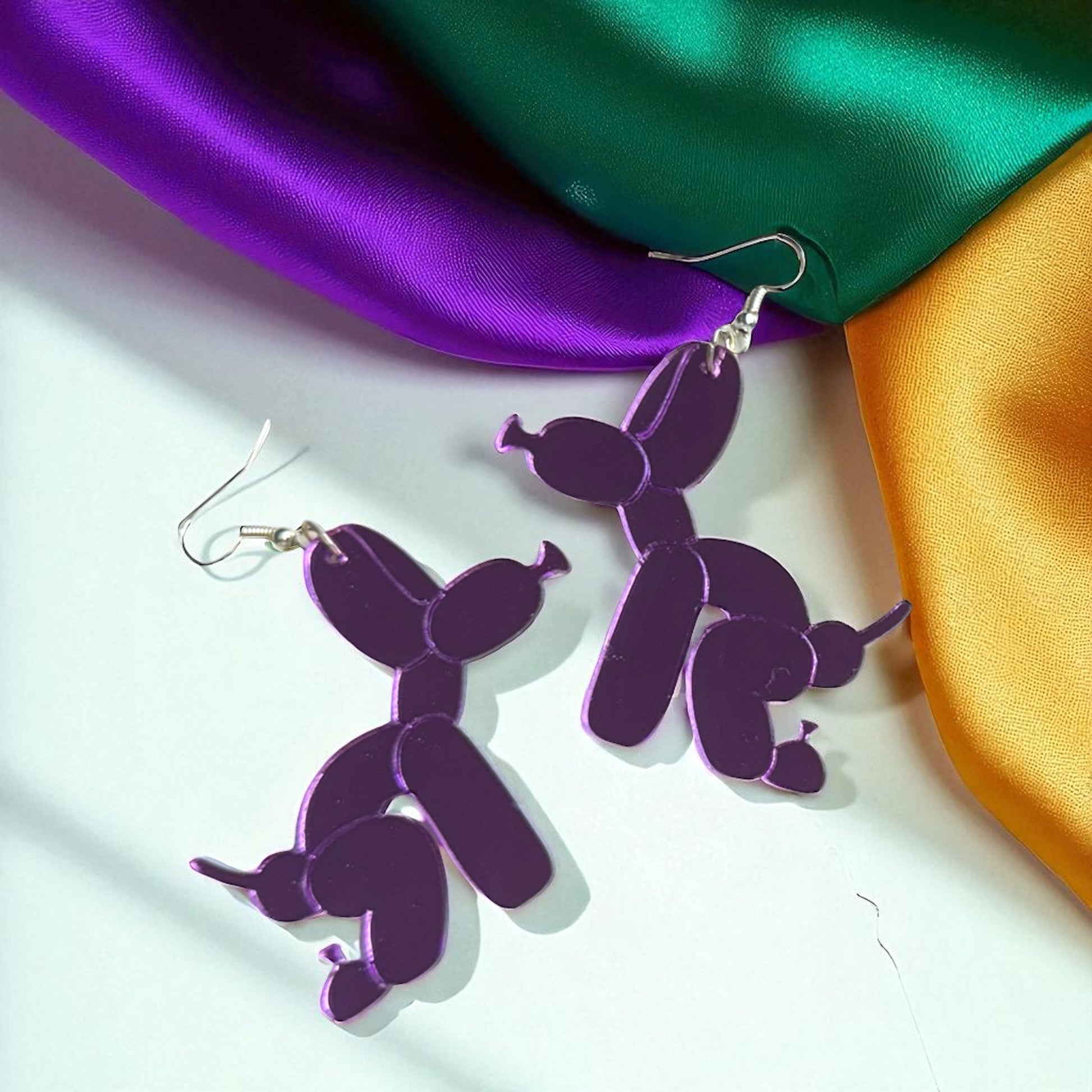 Paw-sitively Fun Mardi Gras Balloon Dog Earrings – Pooping Playfulness in Every Color! - Rhythms of Grace Creative
