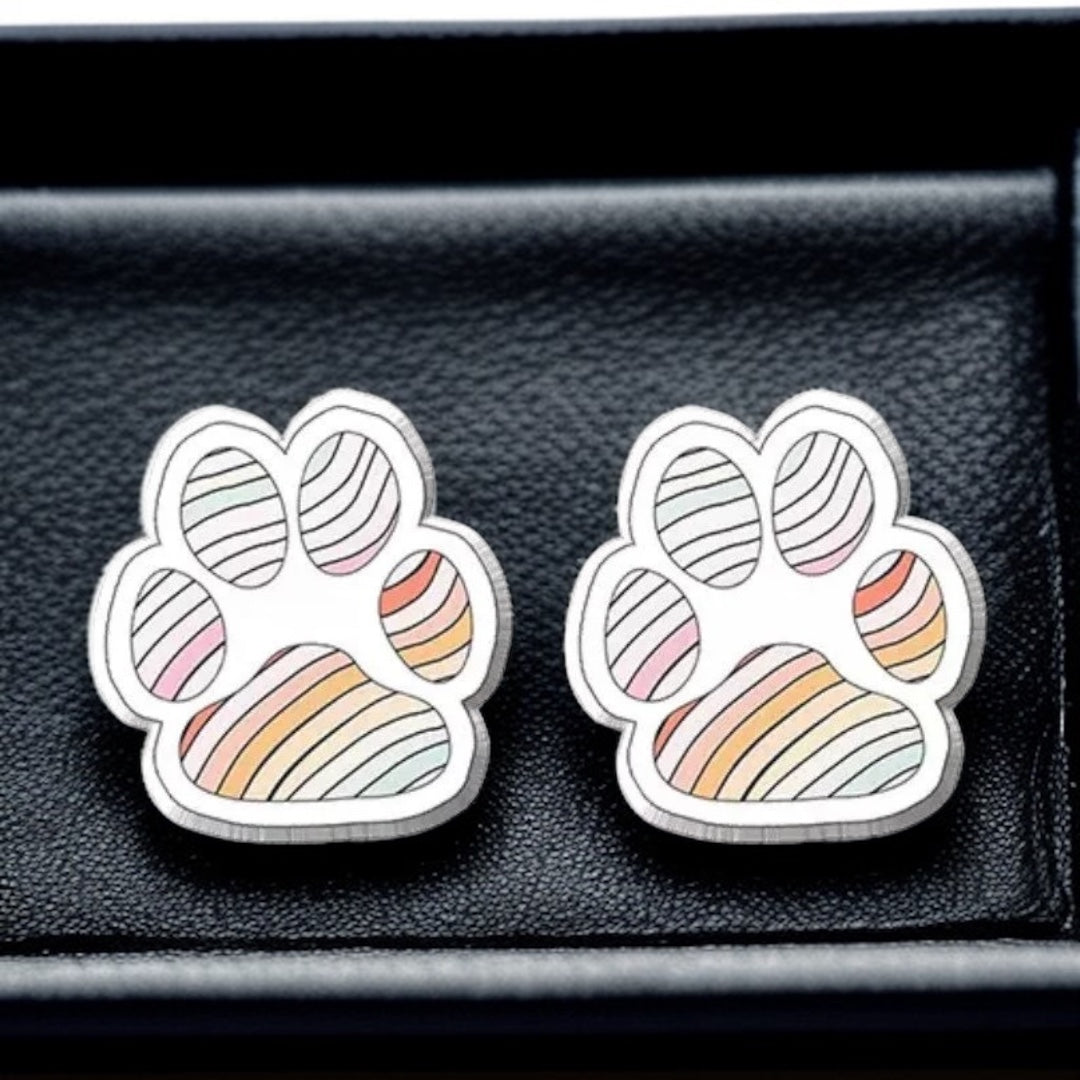 Vibrant Paw Print Studs – A Purr-fect Gift!