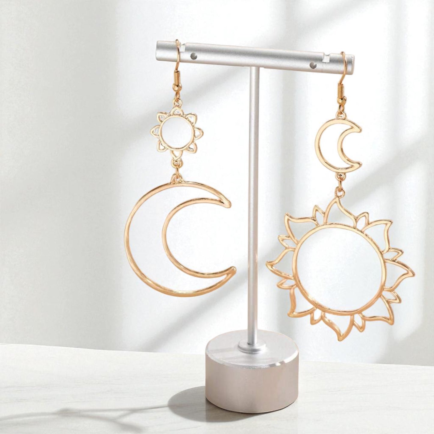 Celestial Magic - Mismatched Sun & Moon Dangle Earrings