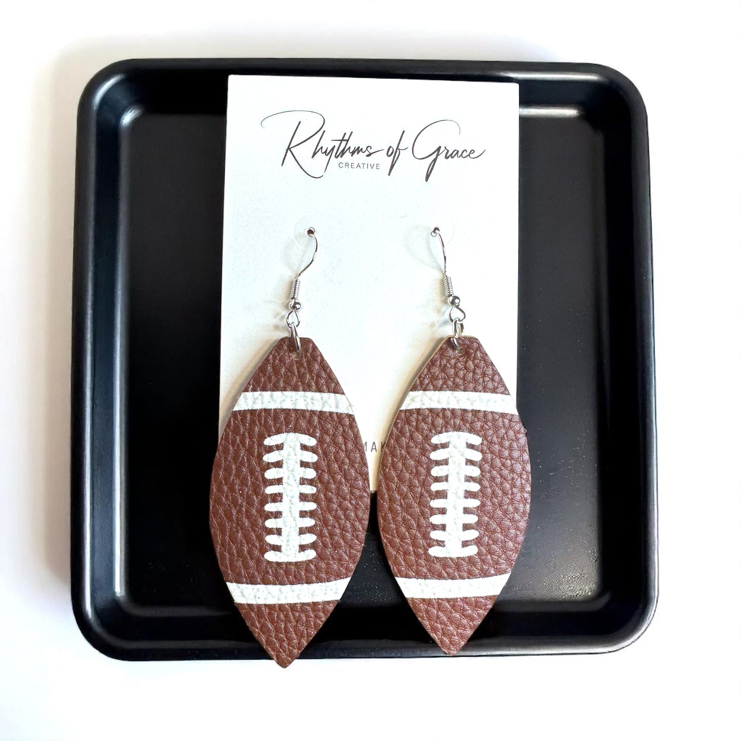 Score Big With Leather Football Dangle Earrings 🏈