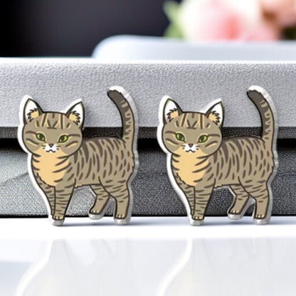 Feline Fine: Adorable Grey Tabby Cat Stud Earrings for Cat Lovers!