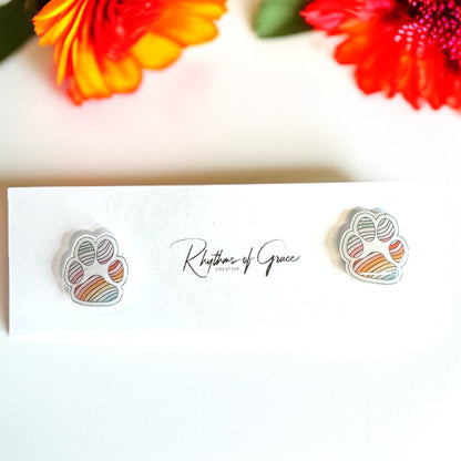 Vibrant Paw Print Studs – A Purr-fect Gift!