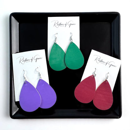 Teardrop Bliss: Colorful Faux Leather Dangle Earrings for Every Occasion