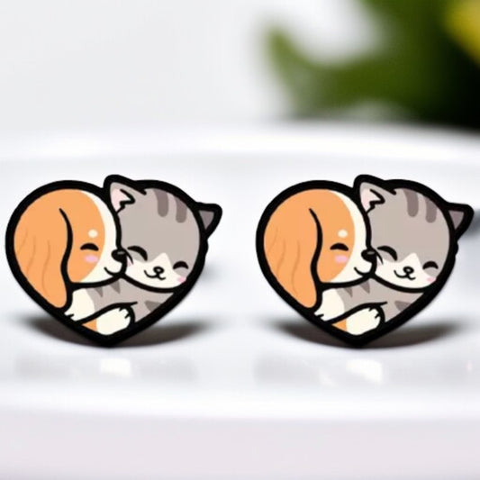Purr-fectly Pawsome Heart-Shaped Stud Earrings!