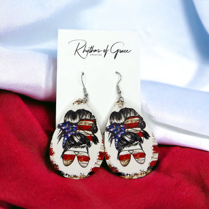 Patriotic Red, White, and Blue Teardrop Dangle Earrings – 4 Unique Styles