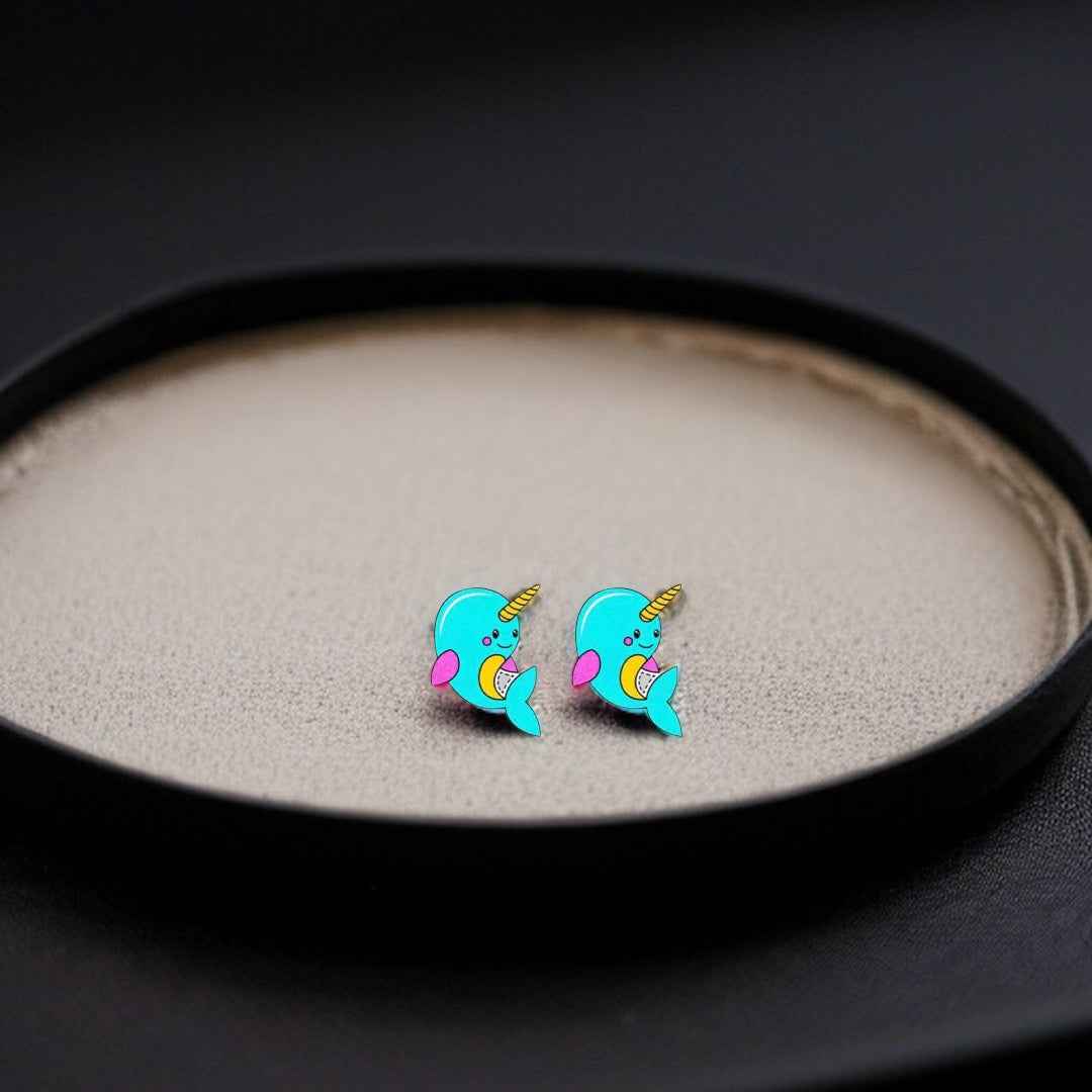Whimsical Narwhal Studs: Dive into Adorable Handmade Jewelry!
