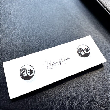 Yin Yang Harmony: Human Hand & Dog Paw Stud Earrings