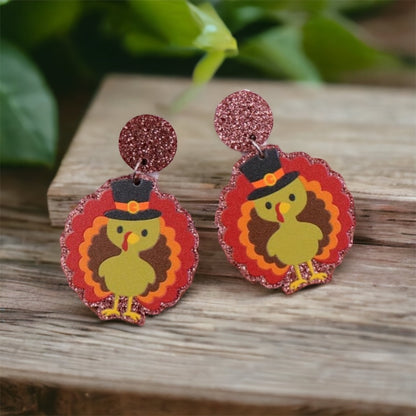 Feast Mode: ON – Glittery Turkey Earrings for Thanksgiving Fun - Rhythms of Grace Creative