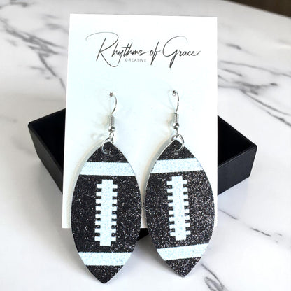 Score Big with Sparkle! Glitter Football Dangle Earrings 🏈