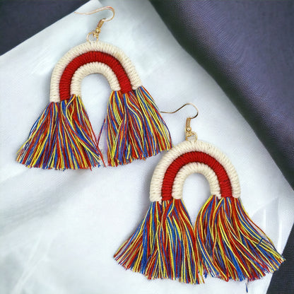 Stars, Stripes, & Fringe: Patriotic Rainbow Earrings for a Dazzling Fourth of July!
