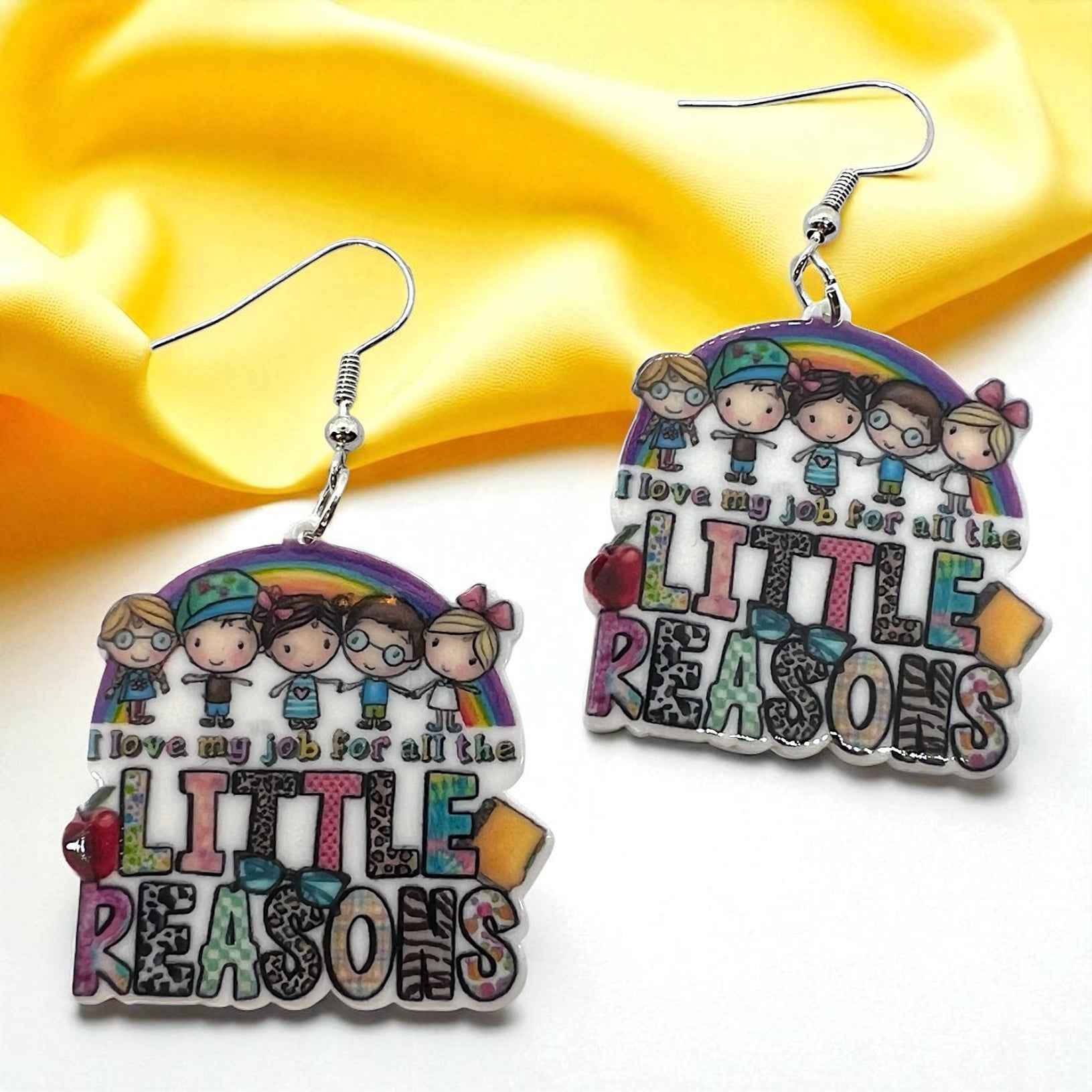 ABC’s & Sunshine: Colorful Daycare Teacher Earrings for Preschool Vibes