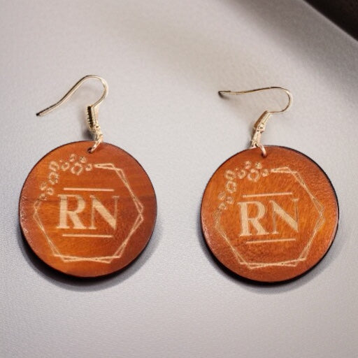 Wooden Registered Nurse Earrings - Celebrate with Style!