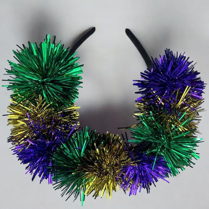 Tinsel Mardi Gras Headband - Vibrant Purple, Green & Gold!