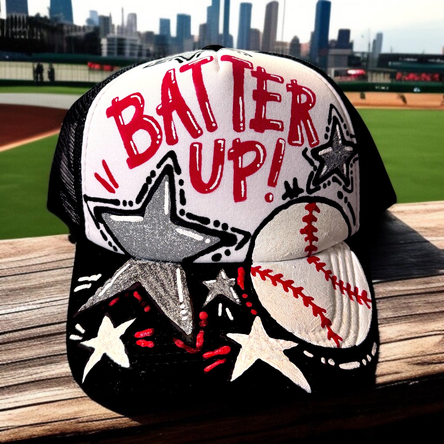 Handpainted Mesh Back Trucker Hat - Score Big with Style! 🎉