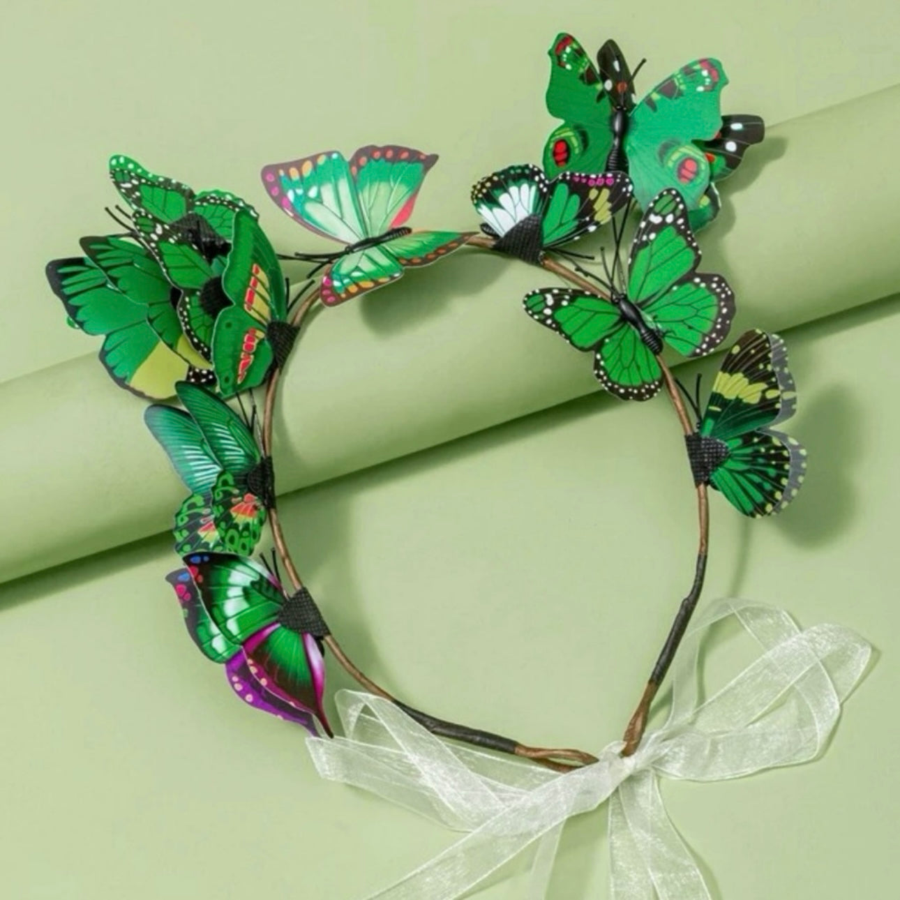 Whimsical Green Butterfly Headband: Elevate Your Style to Magical Heights!
