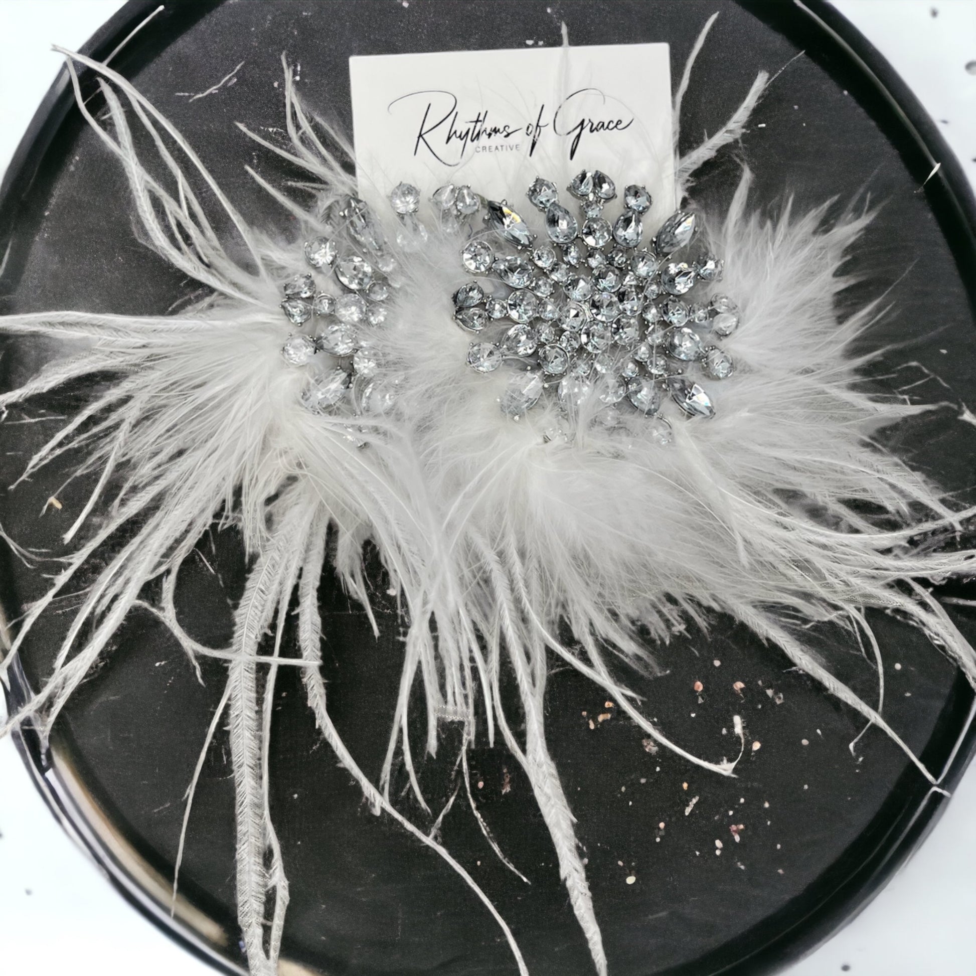 Feather Your Style: Dazzling White Rhinestone Earrings for a Glamorous Touch! - Rhythms of Grace Creative
