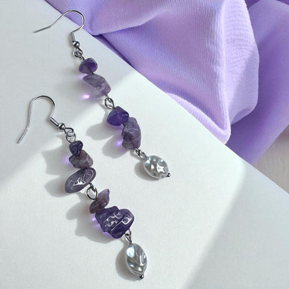  Boho Chic Purple Beaded Dangle Earrings – Lightweight Elegance!