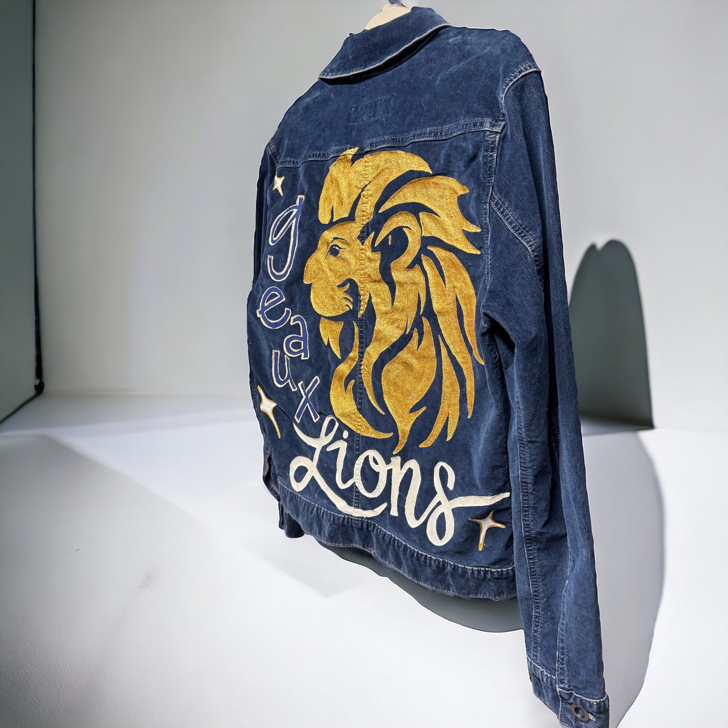 Hand Painted Jacket: “Geaux Lions” I Ladies Size Small Petite