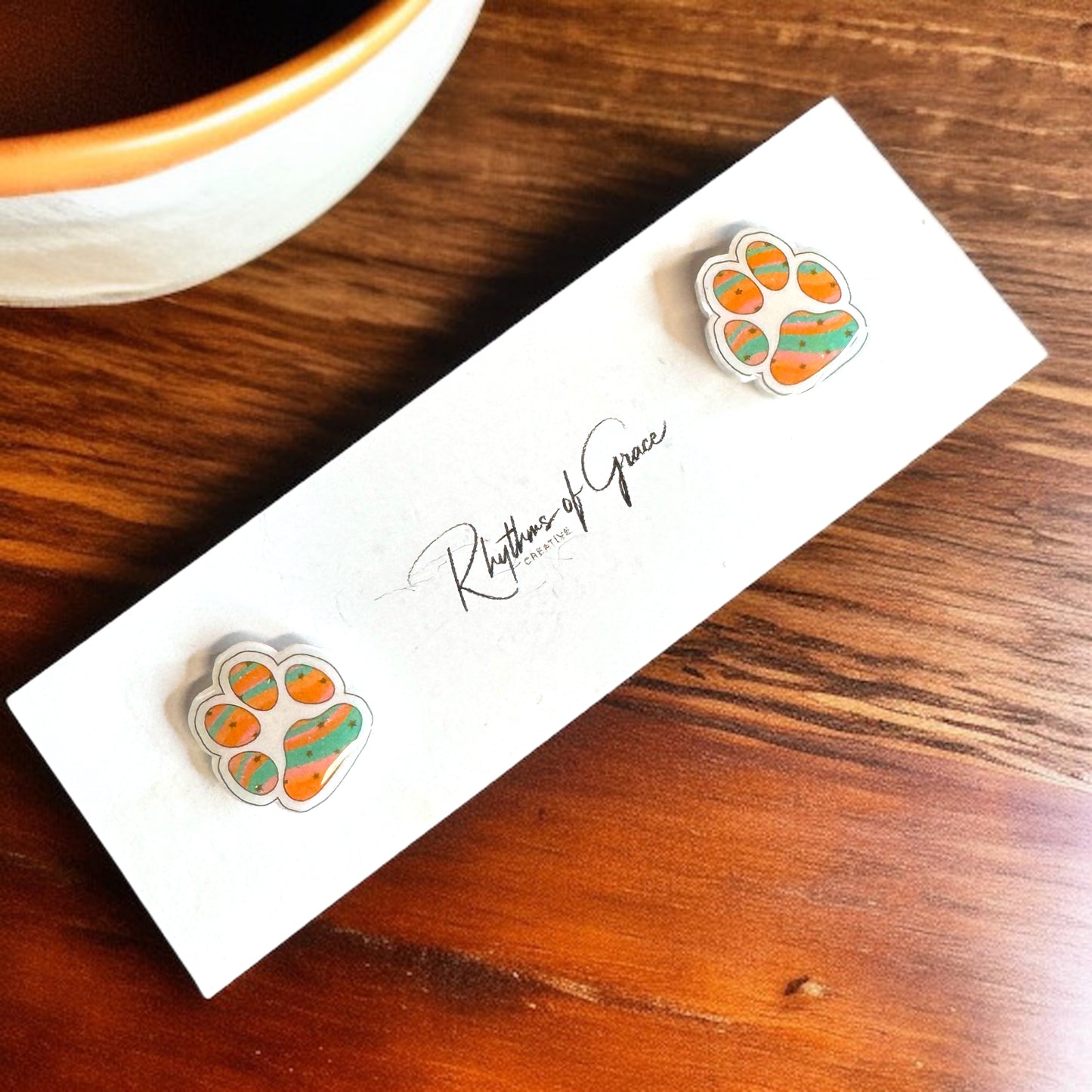 Vibrant Paw Print Studs – A Purr-fect Gift!