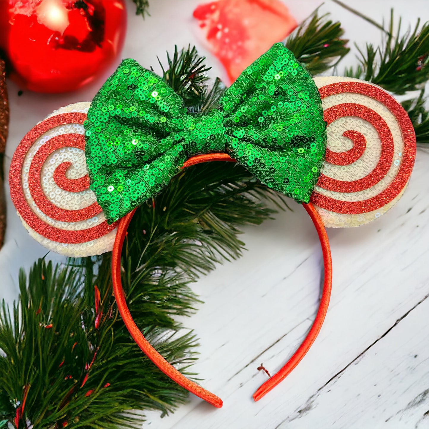 Festive Christmas Mouse Ears Headbands – Festive Swirl & Holiday Cheer!
