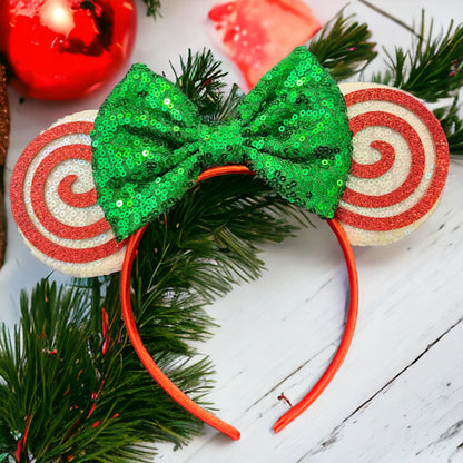 Festive Christmas Mouse Ears Headbands – Festive Swirl & Holiday Cheer!
