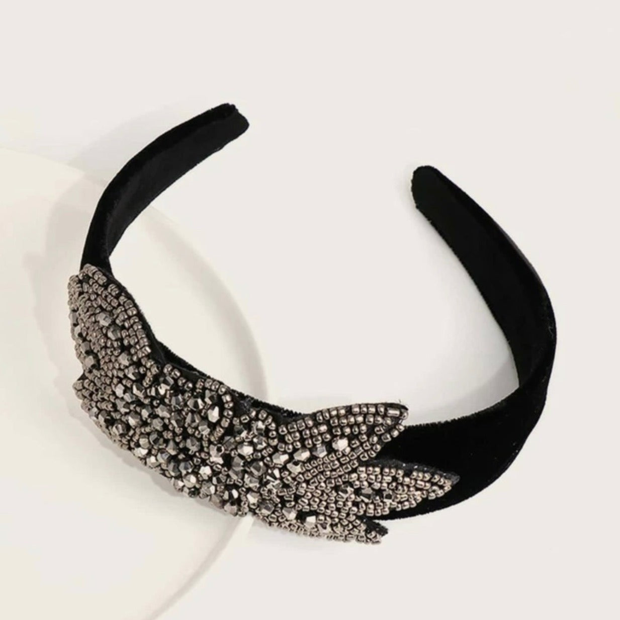 Beaded Black and Gold Headband - Handmade Headpiece, New Orleans Headband, Holiday Headpiece, Beaded Headband - Rhythms of Grace Creative