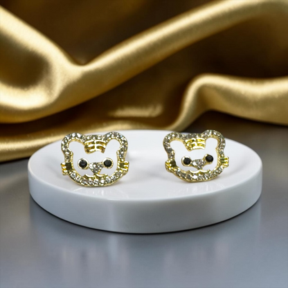 Roar in Style: Rhinestone Tiger Stud Earrings
