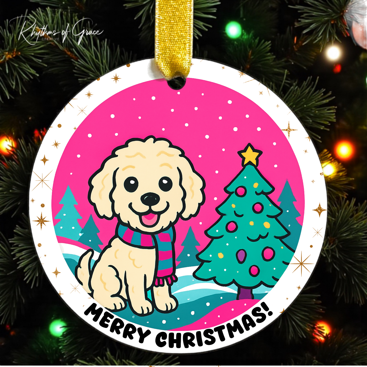 Merry & Bright Pet Ornament Collection – Choose From 8 Dog Breeds | Cute Custom Holiday Ornament for Pet Lovers