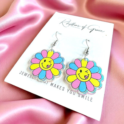 Smiley Face Flower Earrings: Wear Your Joy in Style!
