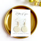 Chic White Marbled Dangle Earrings - Elegant Round Drop Jewelry