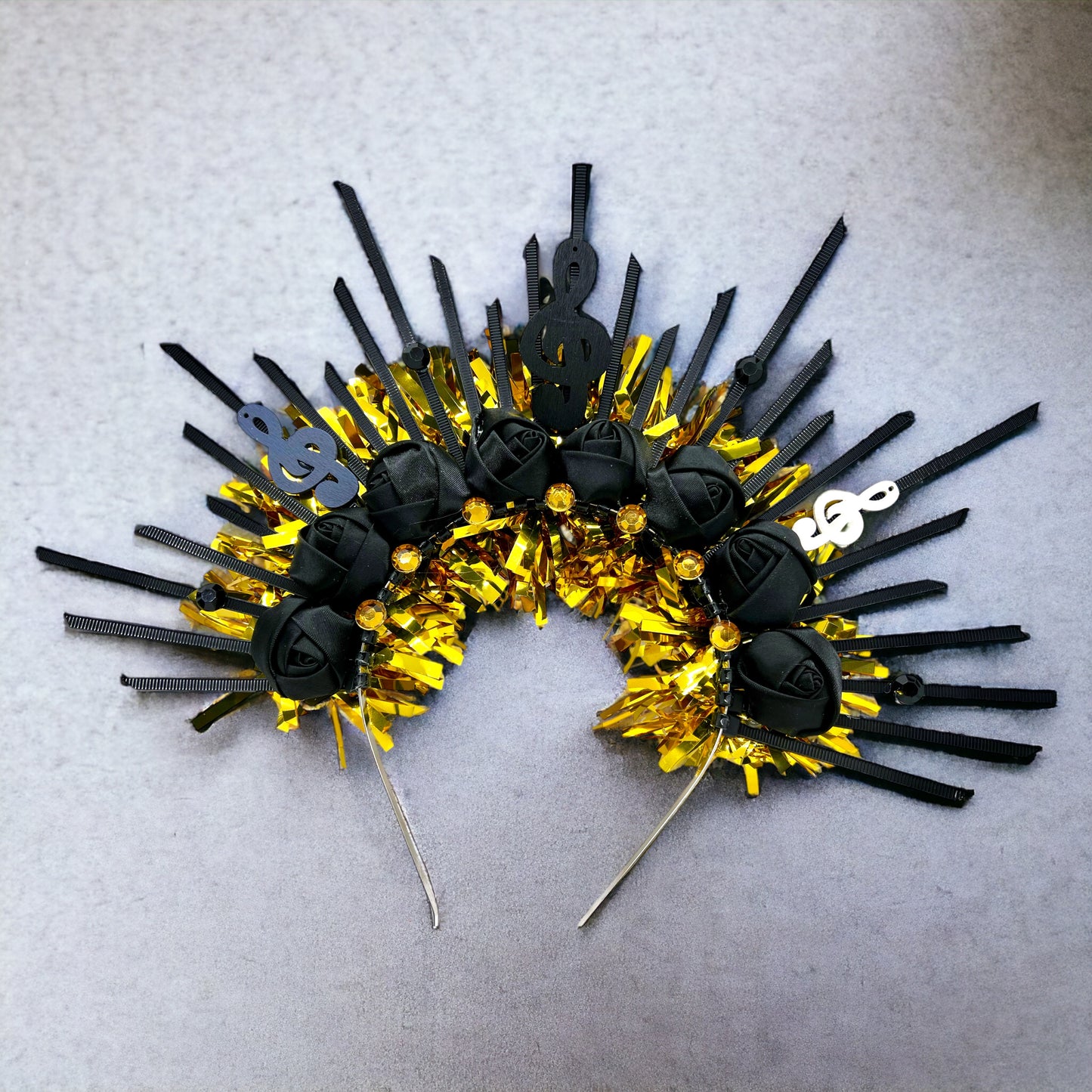 Unique Handmade Jazz Fest Headpiece – One-of-a-Kind Music-Inspired Accessory for Festivals & Parties!