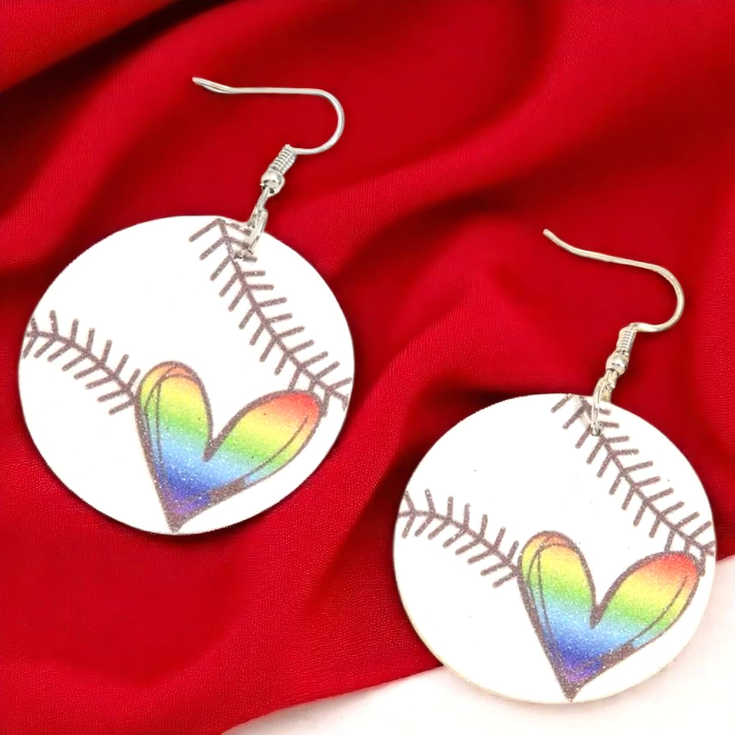 Swing into Style with Our Rainbow Heart Baseball Dangle Earrings! ⚾️🏳️‍🌈