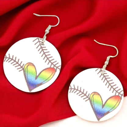 Swing into Style with Our Rainbow Heart Baseball Dangle Earrings! ⚾️🏳️‍🌈