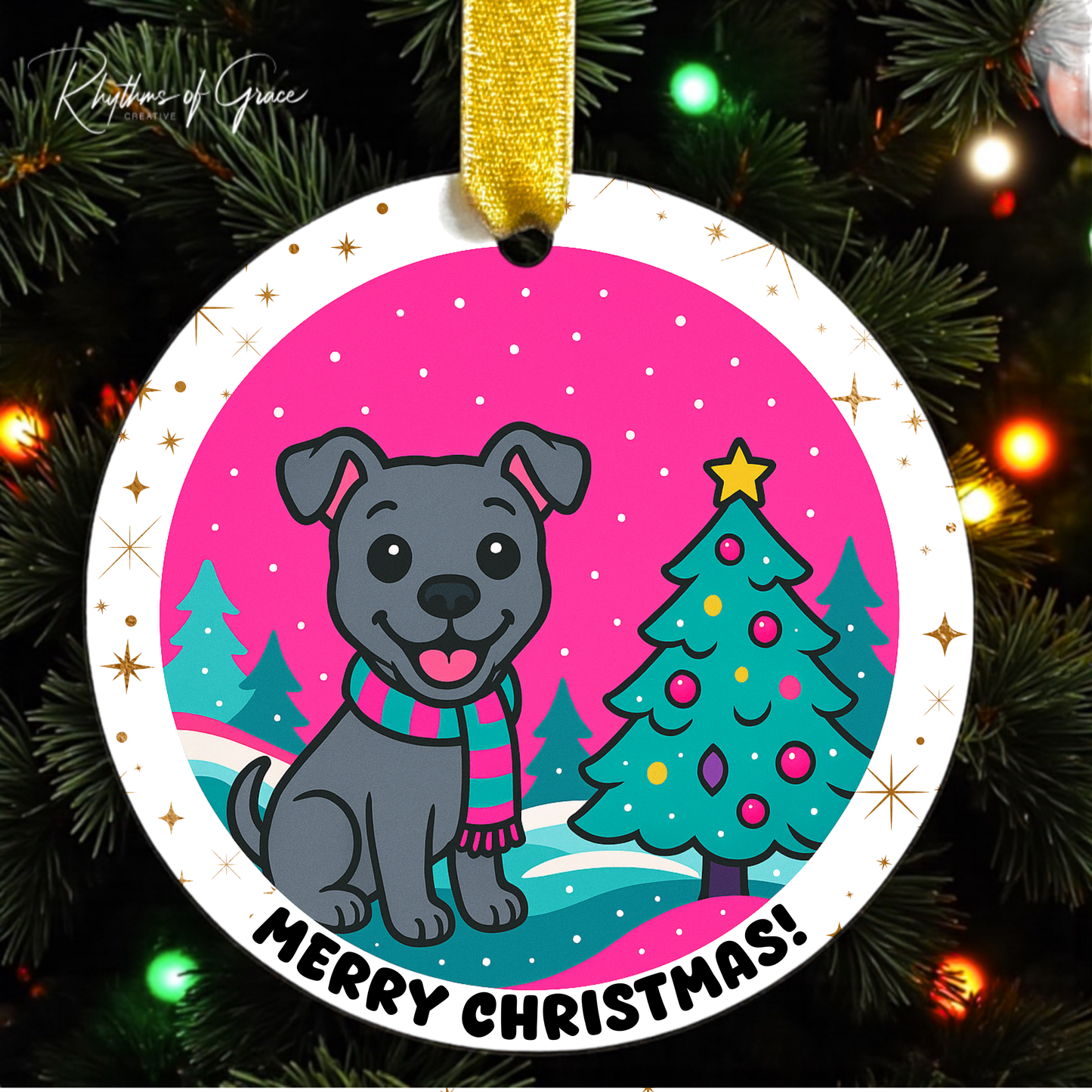 Merry & Bright Pet Ornament Collection – Choose From 8 Dog Breeds | Cute Custom Holiday Ornament for Pet Lovers