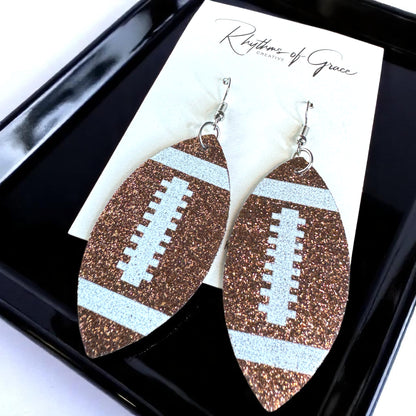 Score Big with Sparkle! Glitter Football Dangle Earrings 🏈