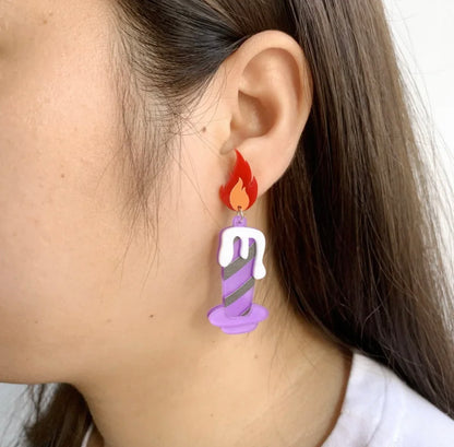 Halloween Candle Earrings - Handmade Acrylic Earrings with Stainless Steel Posts - Rhythms of Grace Creative