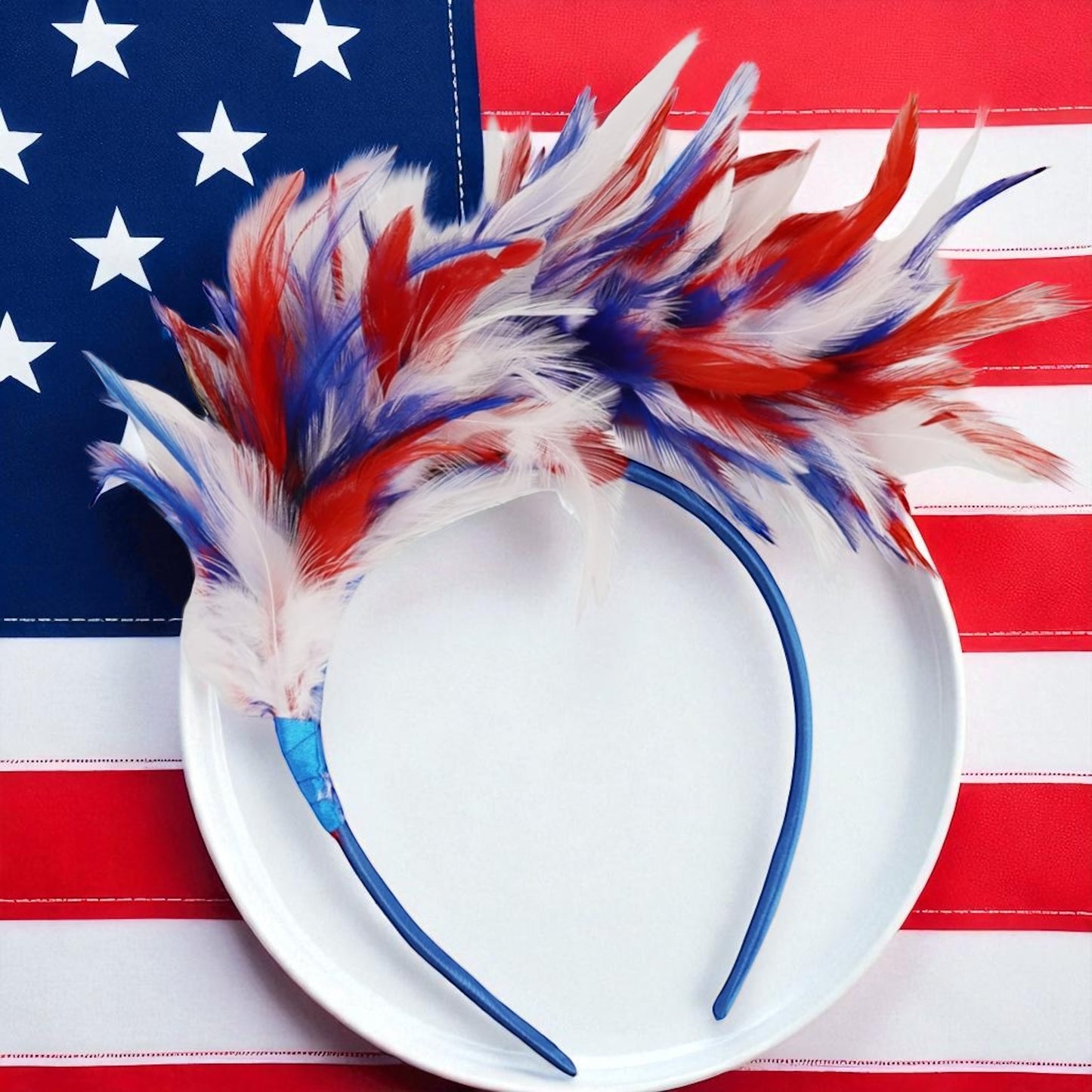 Stunning Patriotic Feathered Headband