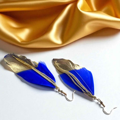 Gold Dipped Feather Earrings: Dance Into the Festivity!