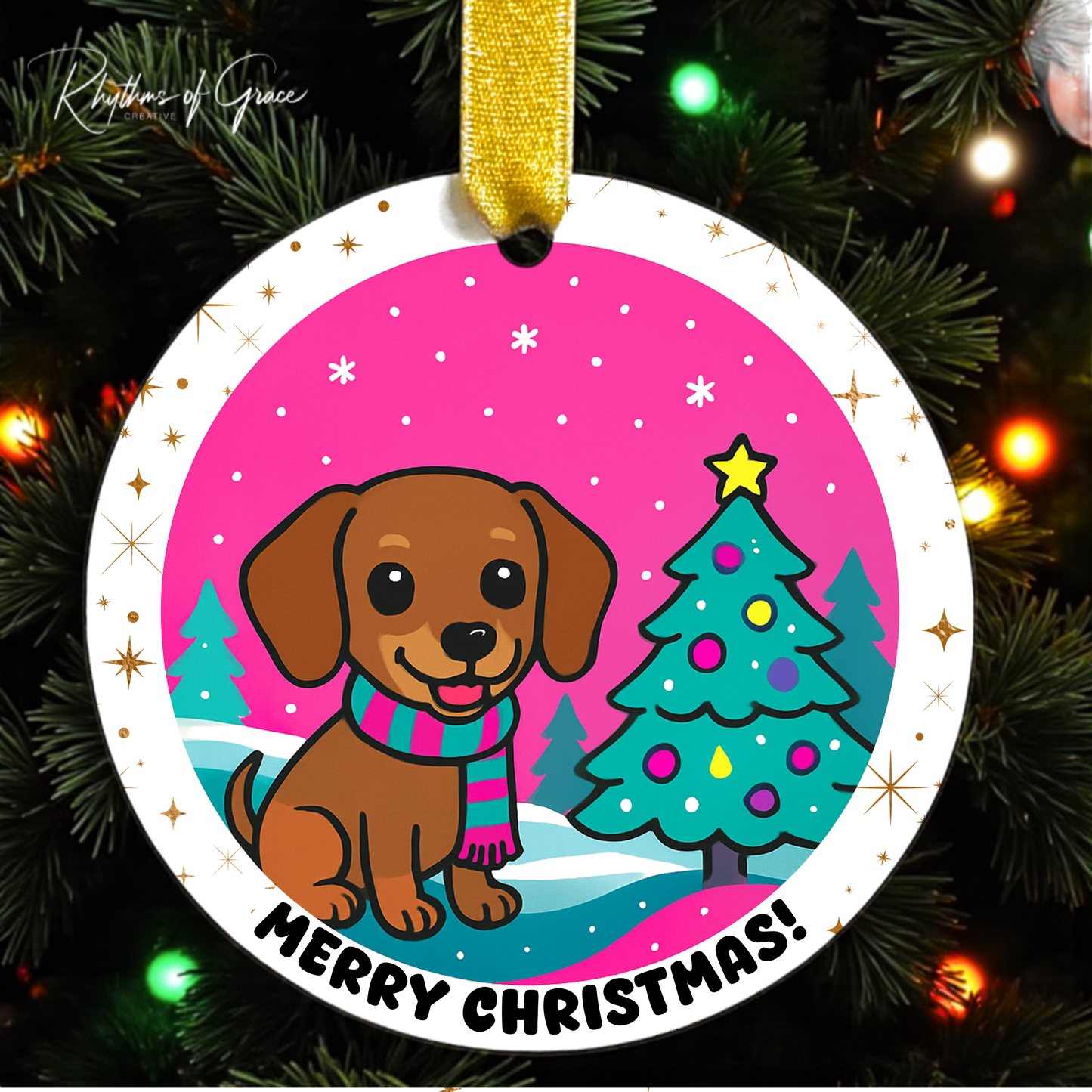 Merry & Bright Pet Ornament Collection – Choose From 8 Dog Breeds | Cute Custom Holiday Ornament for Pet Lovers