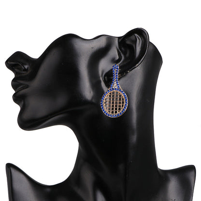 Serve Up Style: Dazzling Multicolor Rhinestone Badminton Drop Earrings!