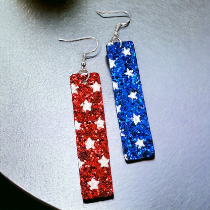 Patriotic Glitter Dangle Earrings - Sparkly and Simple