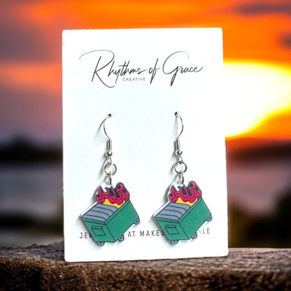 Hot Mess Express: Dumpster Fire Earrings to Spark Up Your Style!