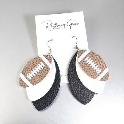 Game Day Glam: Black and White Football Earrings for the Ultimate Fan!