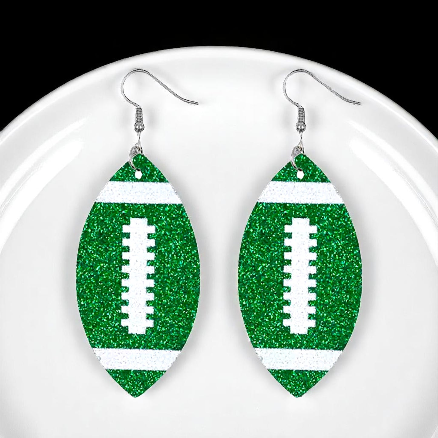Score Big with Sparkle! Glitter Football Dangle Earrings 🏈