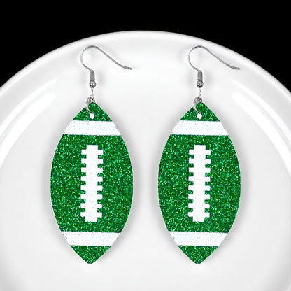 Score Big with Sparkle! Glitter Football Dangle Earrings 🏈