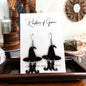 Witch Earrings - Halloween Earrings, Witch Hat, Witch Costume, Trick or Treat, Black Boots - Rhythms of Grace Creative